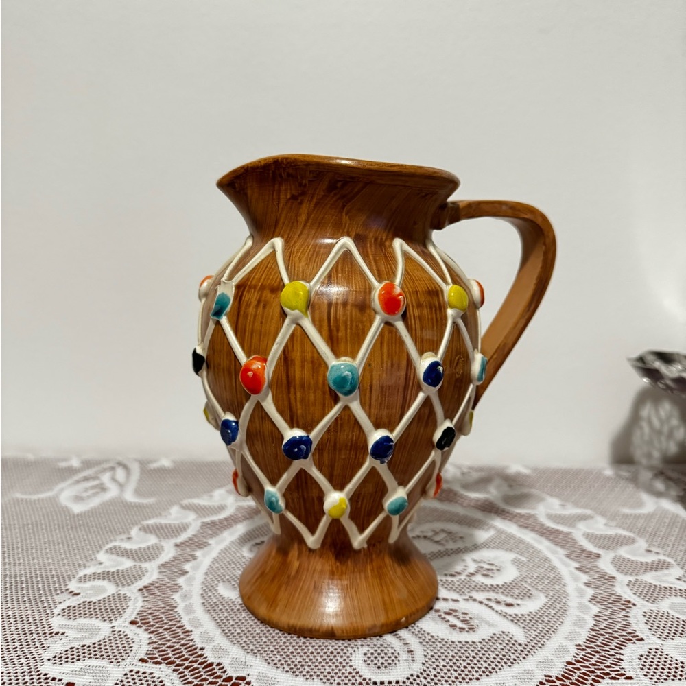 Italian Colorful Pitcher with Lattice Design
